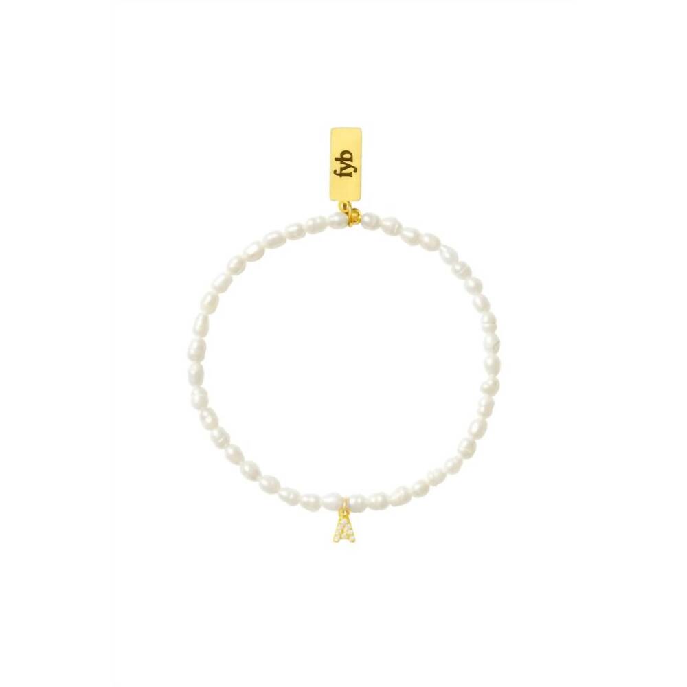 NEW FYB JEWELRY women's pearl identity bracelet in white/gold